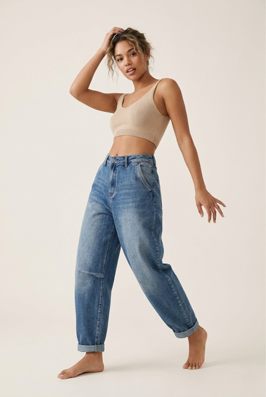 Céleste Barrel Leg Light Wash Jeans