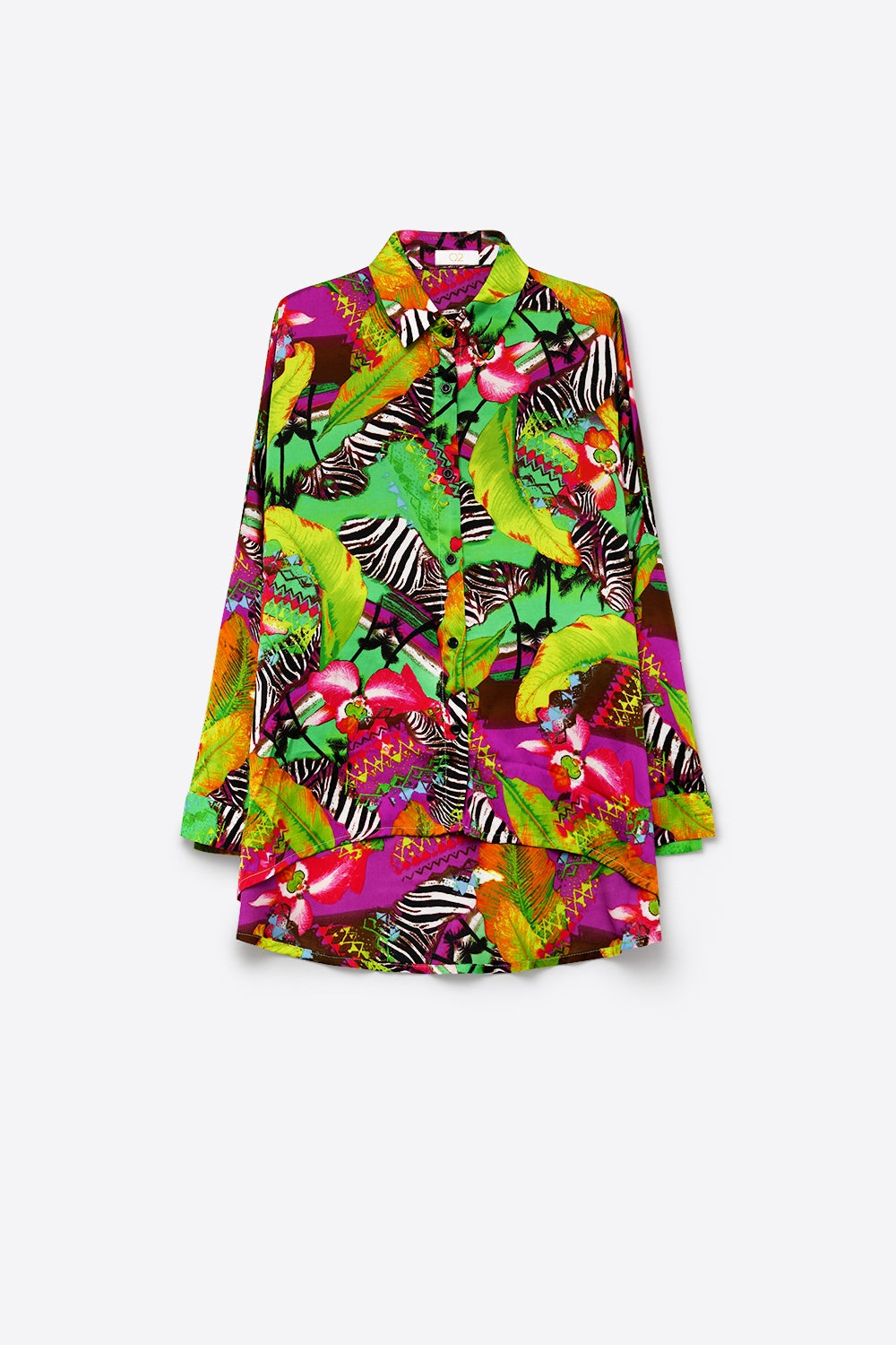Tropicale Satin Button-Up Shirt