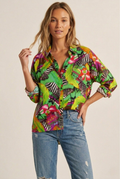 Tropicale Satin Button-Up Shirt