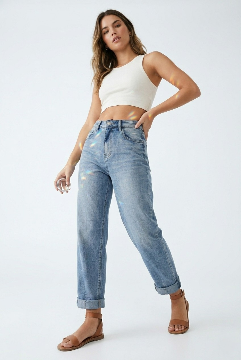 Rétro Vintage Wash Mom Jeans