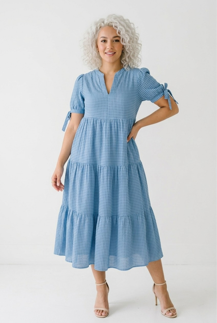 Quadrille Tiered Midi Dress