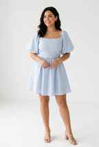 Azurin Puff Sleeve Mini Dress