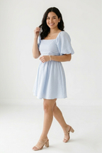 Azurin Puff Sleeve Mini Dress