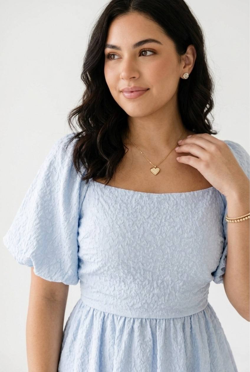 Azurin Puff Sleeve Mini Dress