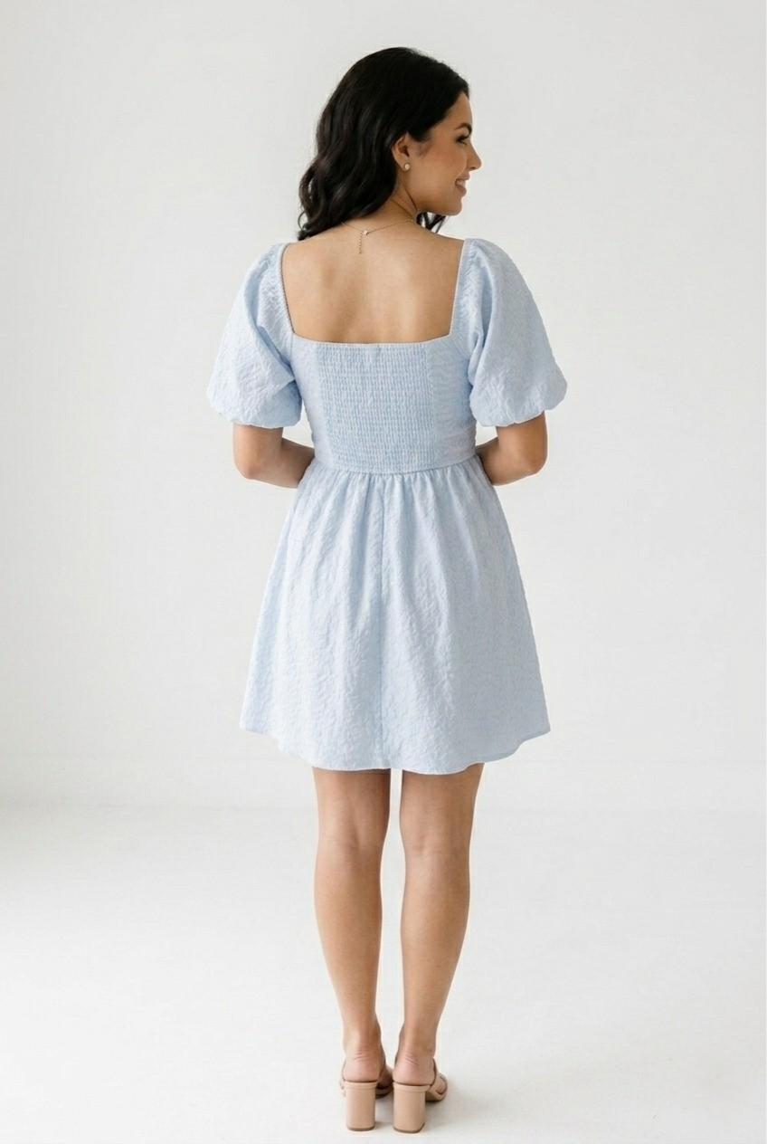Azurin Puff Sleeve Mini Dress