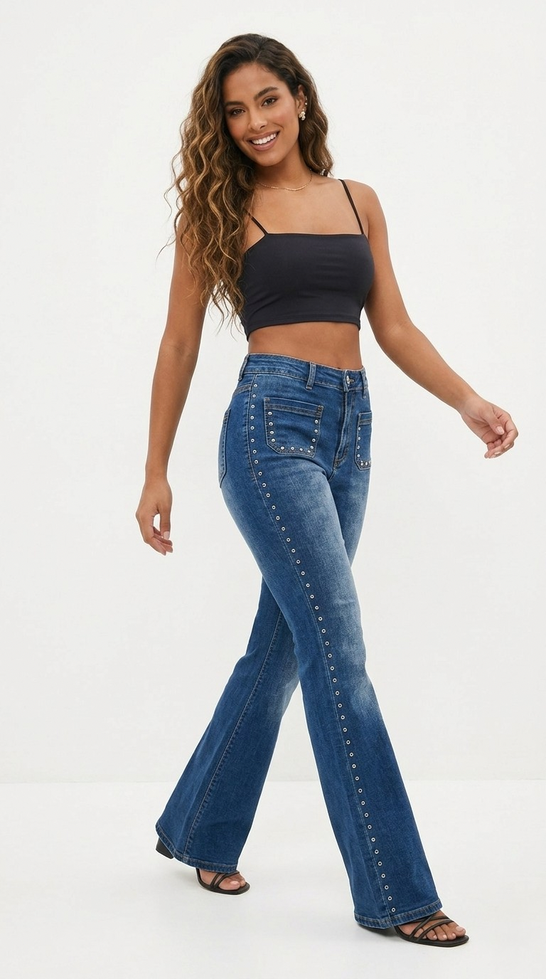 Rivets Flare Stud Jeans