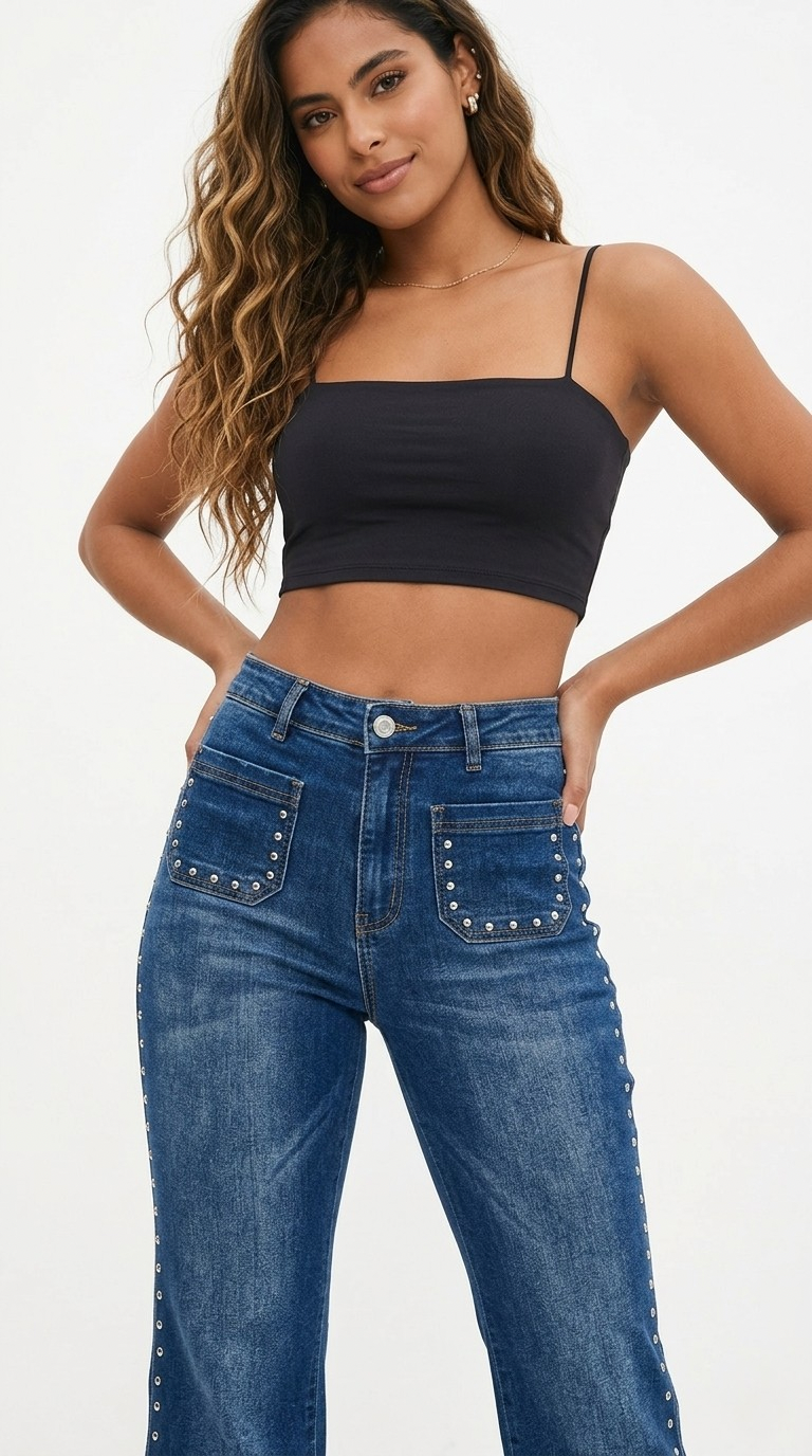 Rivets Flare Stud Jeans