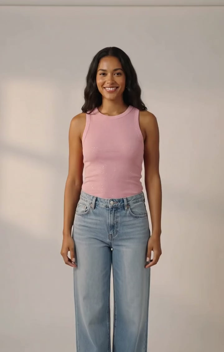 Paillette Glitter Ribbed Tank