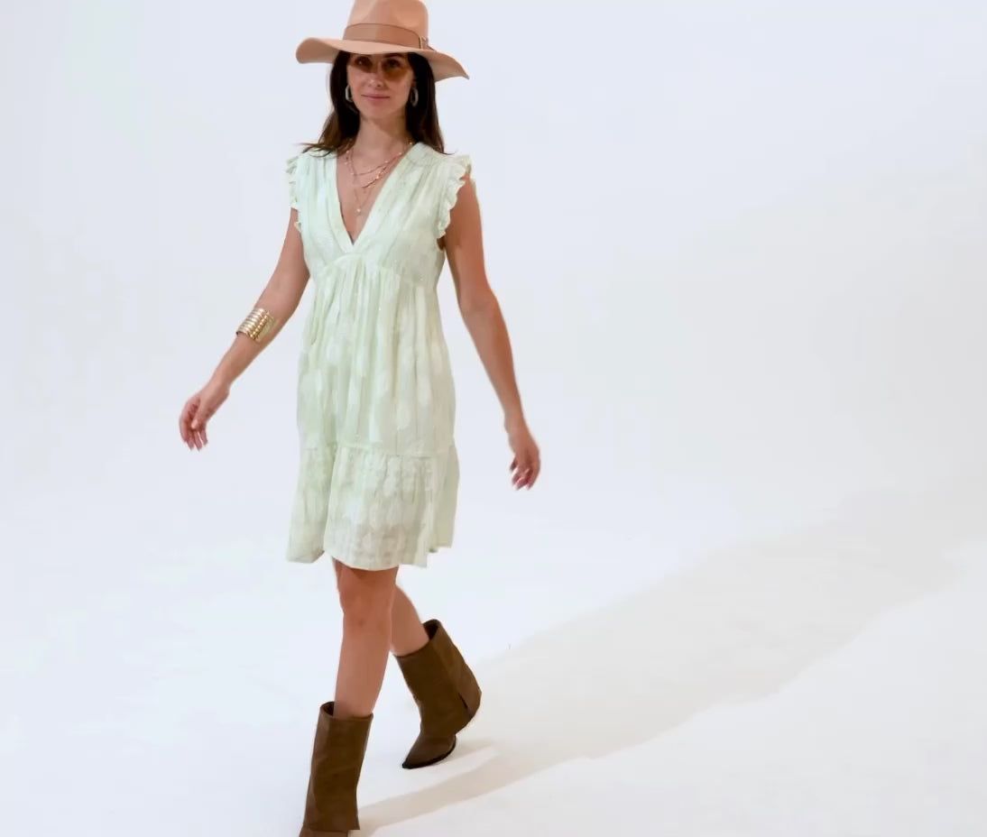 Feuille Mint Lurex Babydoll Dress